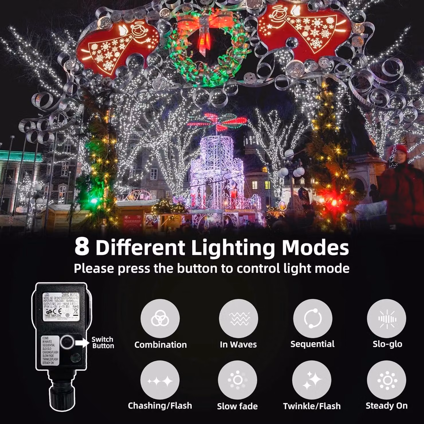 Shatchi 400 LED Cool White Waterproof Outdoor String Fairy Lights with Multifunction Timer – 2