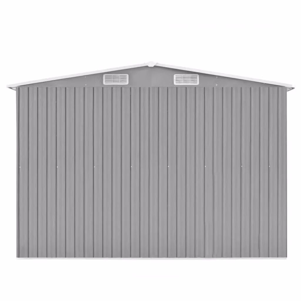 Berkfield Metal Garden Shed in Grey with Sliding Doors and Side Vent, W: 392 cm, D: 257 cm, H: 181 cm