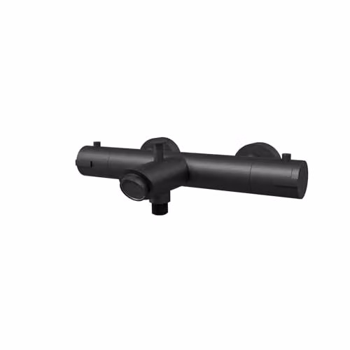 Nes Home Wall Mounted Thermostatic Bath Filler and Shower Mixer Tap with Safety Stop in Matt Black – 3