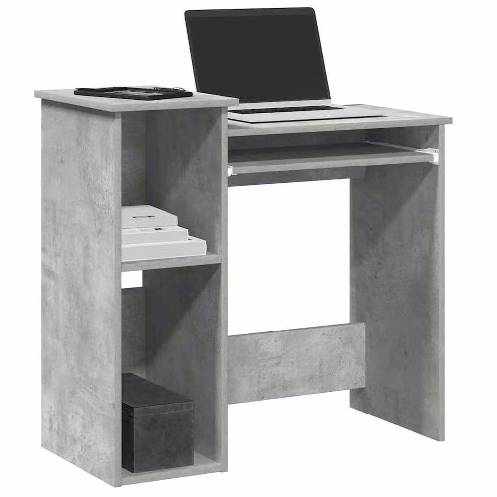 Berkfield Home Decorative Writing Desk with Shelves in Concrete Grey, W/D/H: 84 x 40 x 78 cm – 2