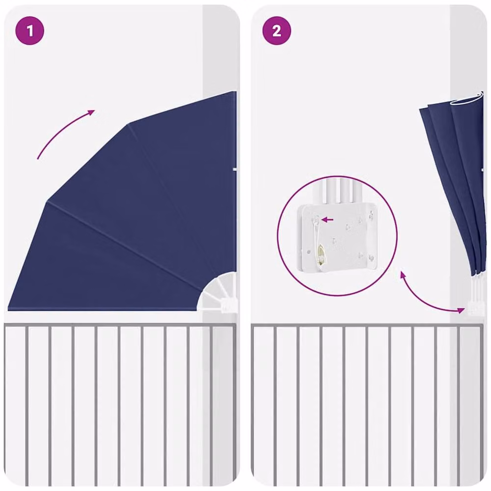 Berkfield Home Folding Manual Balcony Privacy Screen in Navy Blue, W/H: 140 x 140 cm – 5