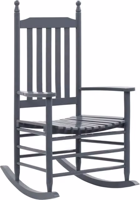 Berkfield Home Rocking Chair with Curved Seat in Grey Poplar Wood – 1