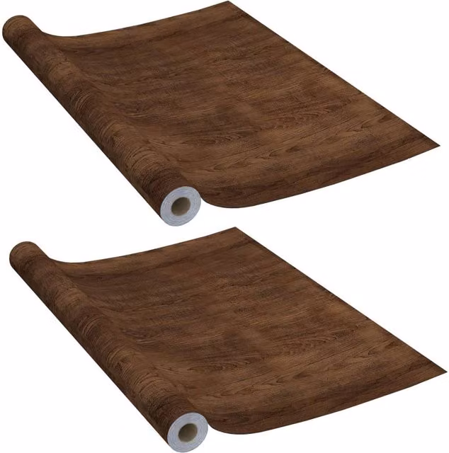 Berkfield Home Self-adhesive PVC Door Film, 2 Pack, Dark Oak Brown, W: 90 cm, H: 210 cm