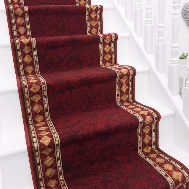 runrug Cheops Stair Runner Carpet, Red, W: 66 cm, L: 450 cm