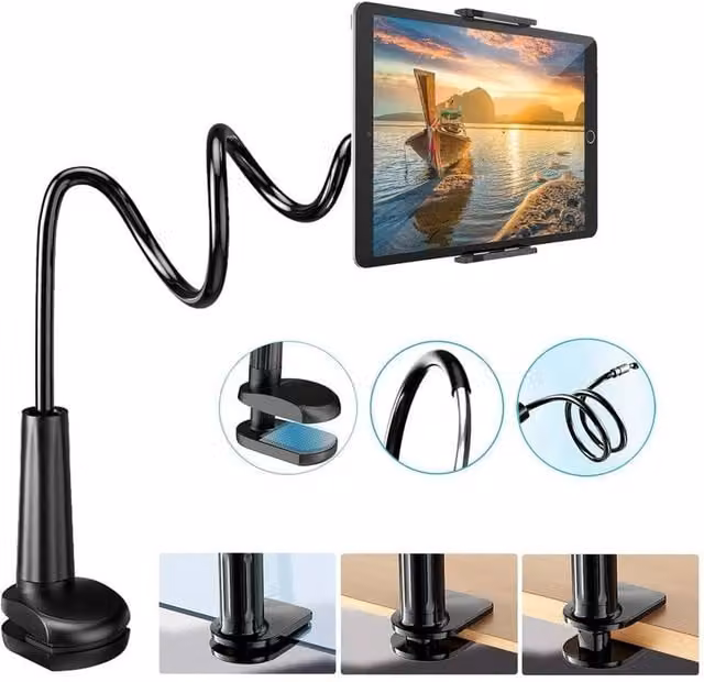 FLAVORA Universal Gooseneck Phone and Tablet Holder in Black – 1