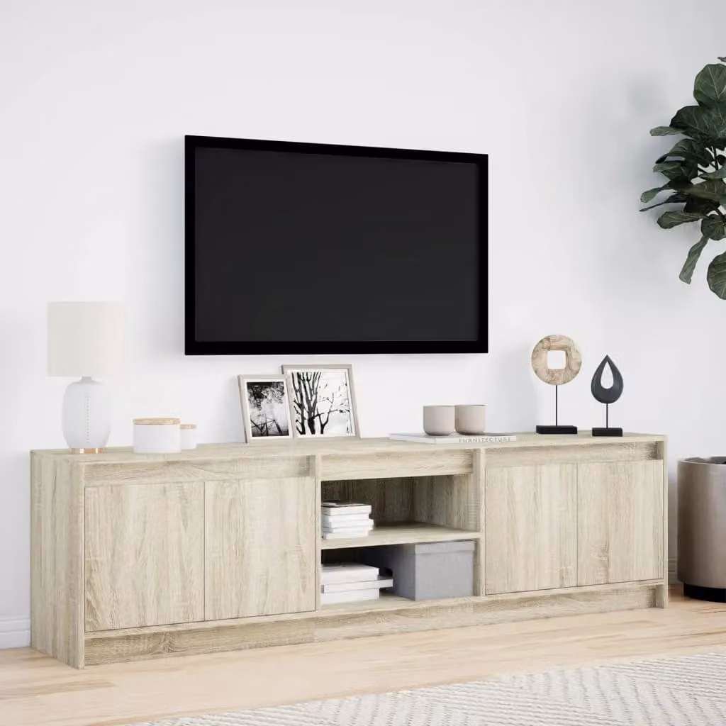 Berkfield Home Modern TV Cabinet with LED in Sonoma Oak Brown, W/D/H: 180 x 50 x 34 cm – 2