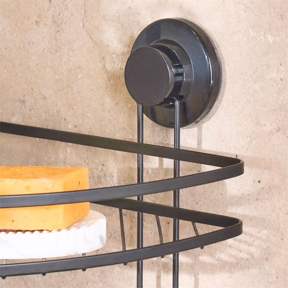 Kelvenix Black 2 Tier Wall Mounted Metal Corner Storage Shelf for Bathroom and Kitchen – 2