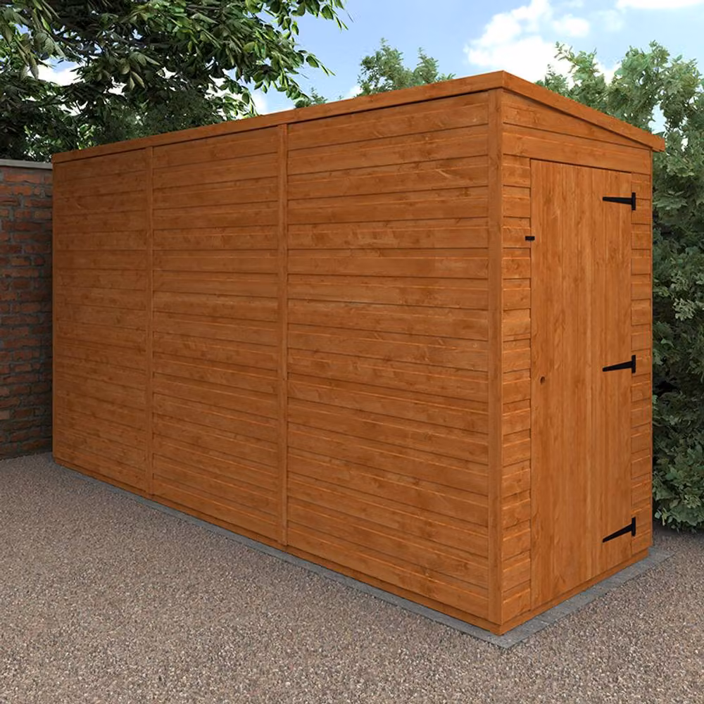 Buttercup Farm 12x4 Flex Pent Windowless 12mm Flex Lean-to in Burnt Orange, W: 115 cm, H: 203 cm, L: 353.8 cm – 2