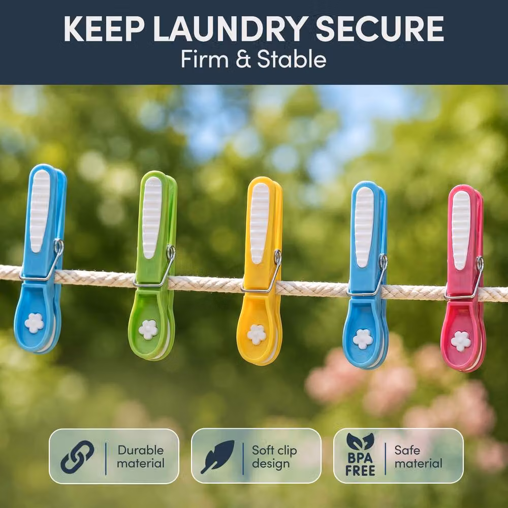 Keplin 48-Pack Multicolour Clothes Pegs with Metal Spring for Washing Lines – 2