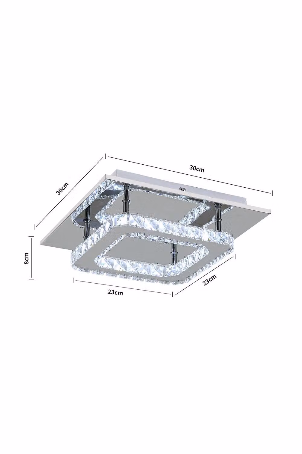 ExtraStar Modern Square Crystal LED Flush Mount Ceiling Light in Silver – 2