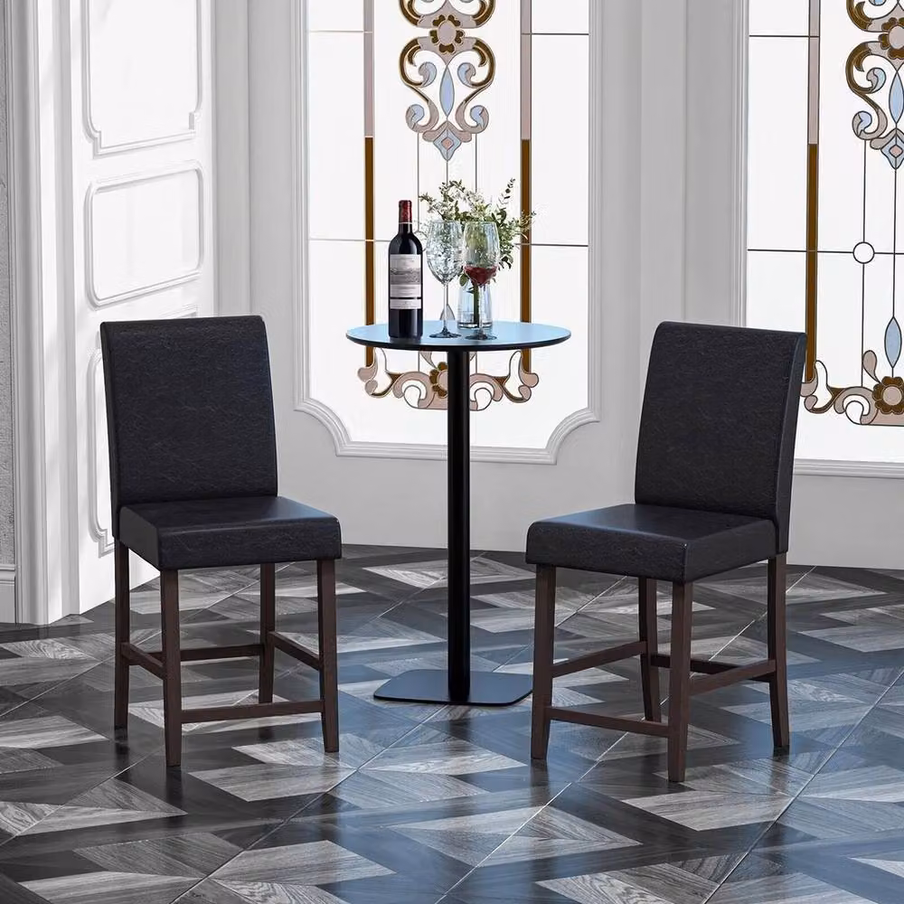 Havendro Set of 2 Black PU Leather Bar Stools for Kitchen and Dining Rooms – 5