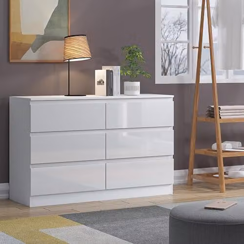 SquareBoxx Fairfield Minimalist Matt White 6 Drawer Chest of Drawers W/D/H: 110 x 40 x 40 cm – 1
