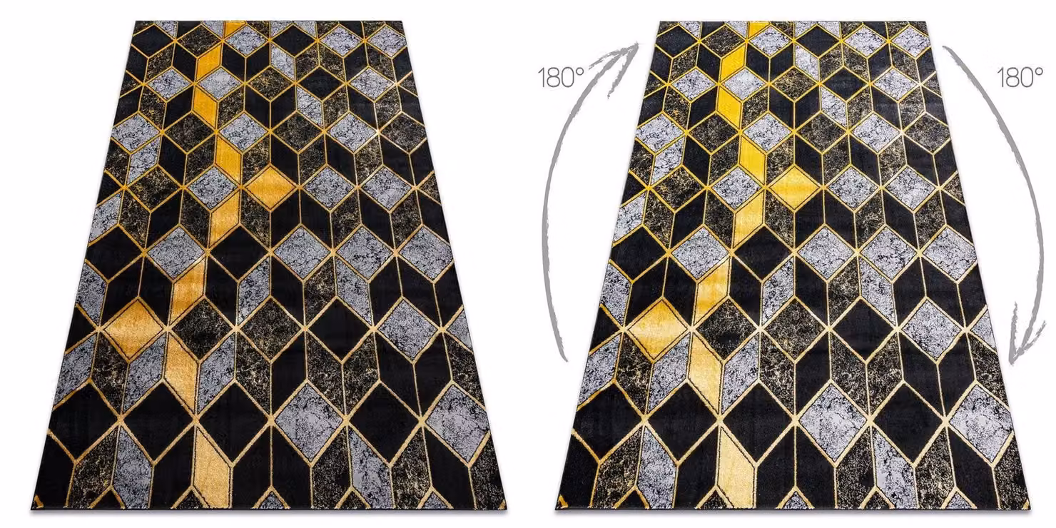 RugsX Gloss Geometric Art Deco Rug in Black, Grey and Multicolour, W: 140 cm, D: 190 cm – 2