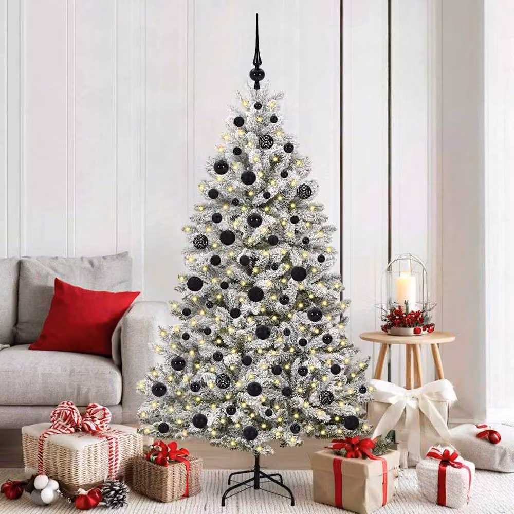 Berkfield Home Elegant Artificial Christmas Tree in Green and White, Height: 180 cm – 2