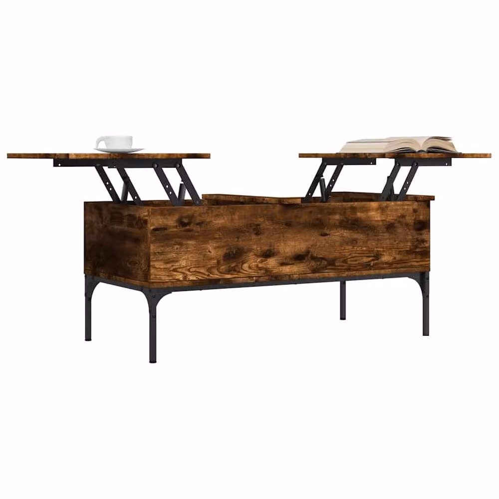 Berkfield Home Smoked Oak Coffee Table in Brown with Lift Mechanism, W/D/H: 100 x 50 x 45 cm – 3