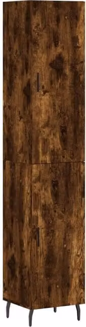 Berkfield Home Smoked Oak Highboard in Brown, W/D/H: 34.0 x 34.5 x 180 cm