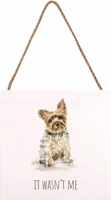Louise Nisbet Off-White Wooden Yorkshire Terrier Wall Plaque