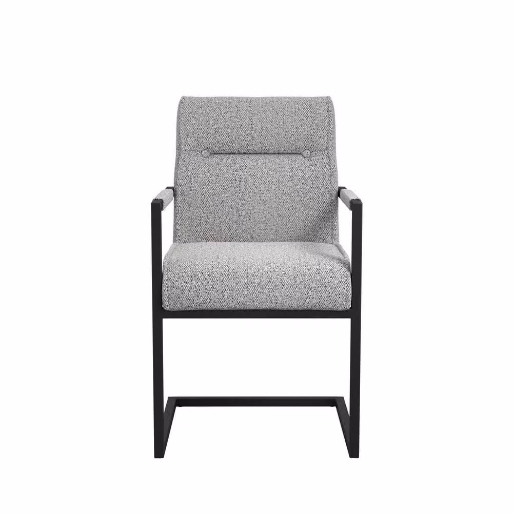Lemon Pavilion Furniture Cleaver Dining Armchairs in Grey Tweed and Black Metal, 2 Pack – 2