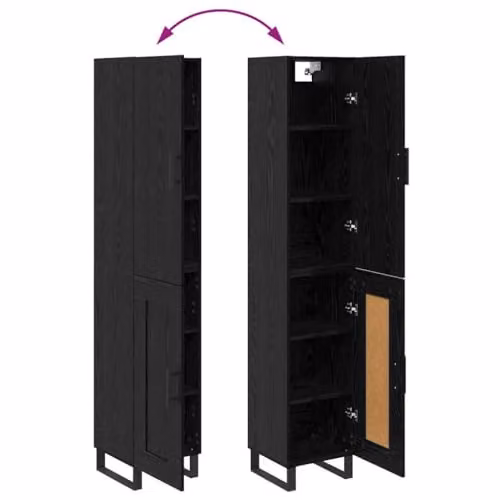 vidaXL Modern Black Oak Highboard with Hinged Doors and Internal Shelves, W/D/H: 34.5 x 34.0 x 180.0 cm – 4