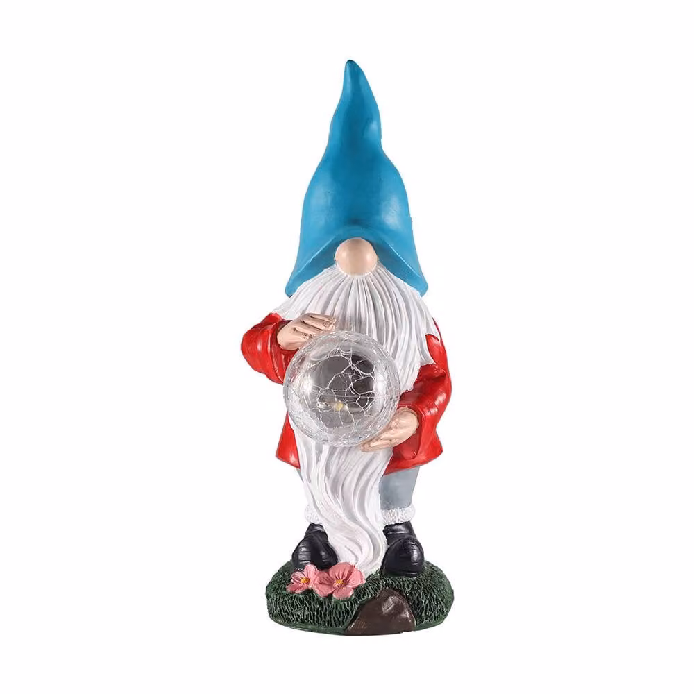 Voltico LED Garden Gnome with Crystal Ball Garden Ornament, Multicolour, Height: 31 cm – 2