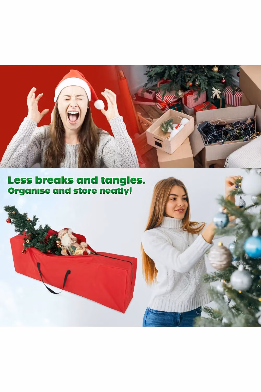 Deco Express Christmas Tree Storage Bag in Red, W/D/H: 160 x 30 x 50 cm – 7