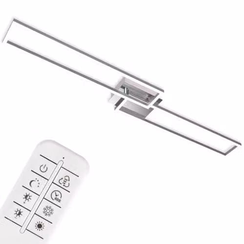 Briloner LED Ceiling Light with Remote Control, Dimmable and CCT Adjustable, Chrome, W/D/H: 110 x 24.8 x 7.8 cm – 1