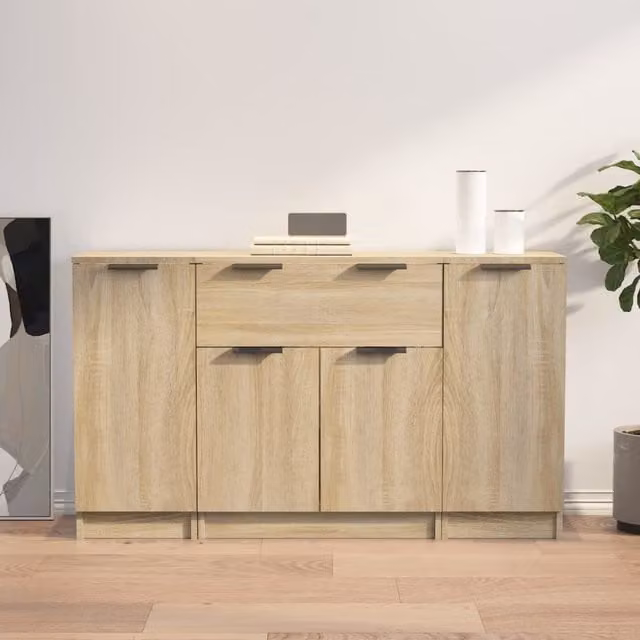 Berkfield Home 3-Piece Sonoma Oak Sideboard Set in Brown
