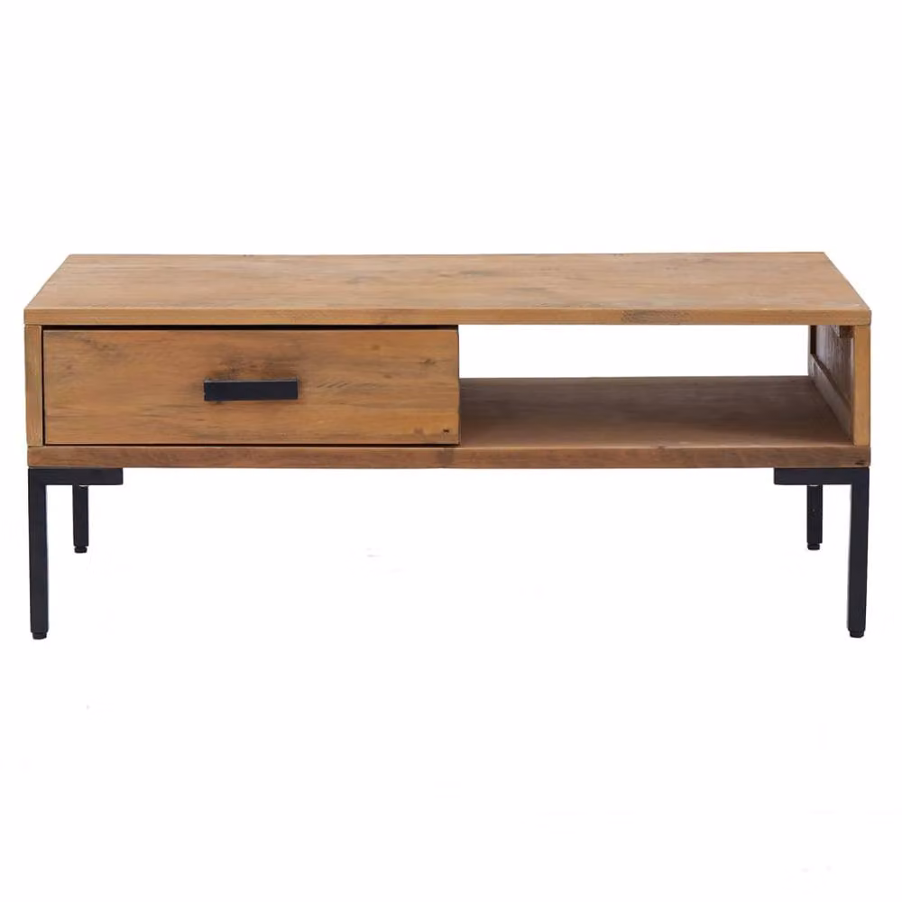Berkfield Home Industrial Rectangular Coffee Table in Brown Solid Pinewood, W/D/H: 90 x 50 x 35 cm – 3