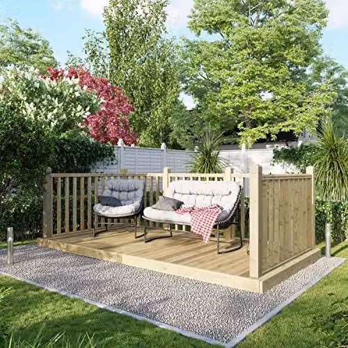 Powersheds Premium Wooden Decking Kit with Hand Rails in Brown