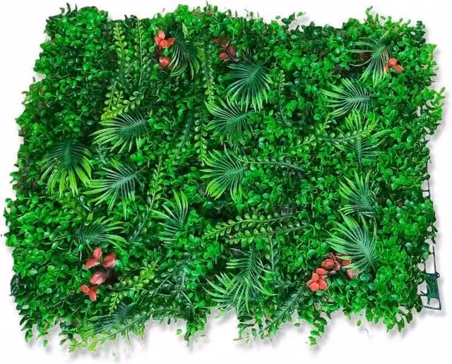 SPETLEK 4-Piece Artificial Greenery Wall Hedge Grass Fence in Green, 0.6m2 – 1