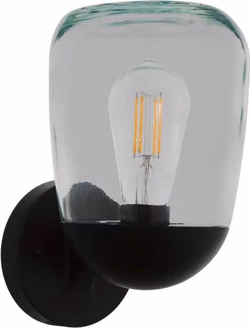 Eglo Donatori Modern IP44 Outdoor Wall Light with Transparent Glass and Black Metal Finish