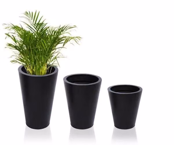 Primrose Black Galvanised Zinc Cone Flared Garden Planter with Drainage, Height: 56 cm – 2