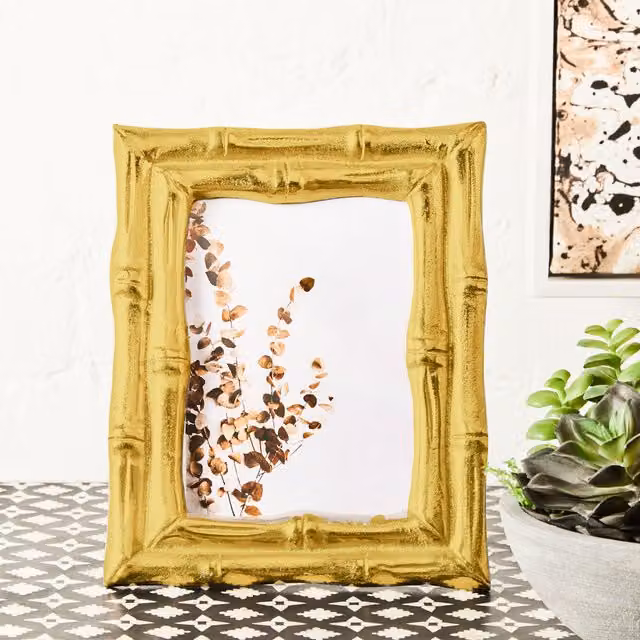 Orsina Hiba Gold Finish Bamboo Effect Rectangular Single Photo Frame, Gold – 2