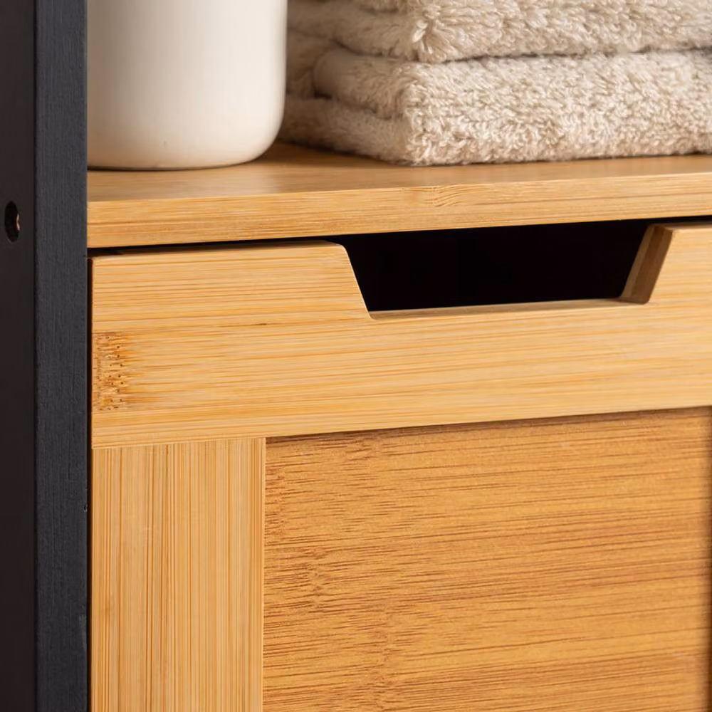Scottish Everlastings Ltd Modern Freestanding Black and Natural Wood Bathroom Drawers – 3