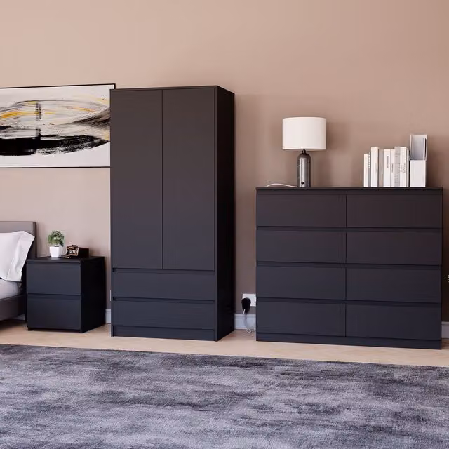 Vida Designs Denver Bedroom Set in Black