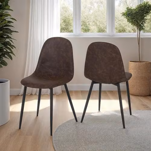 Seconique Hamilton 140cm Rectangular Dining Set with 4 Athens Chairs in Brown and Black – 4