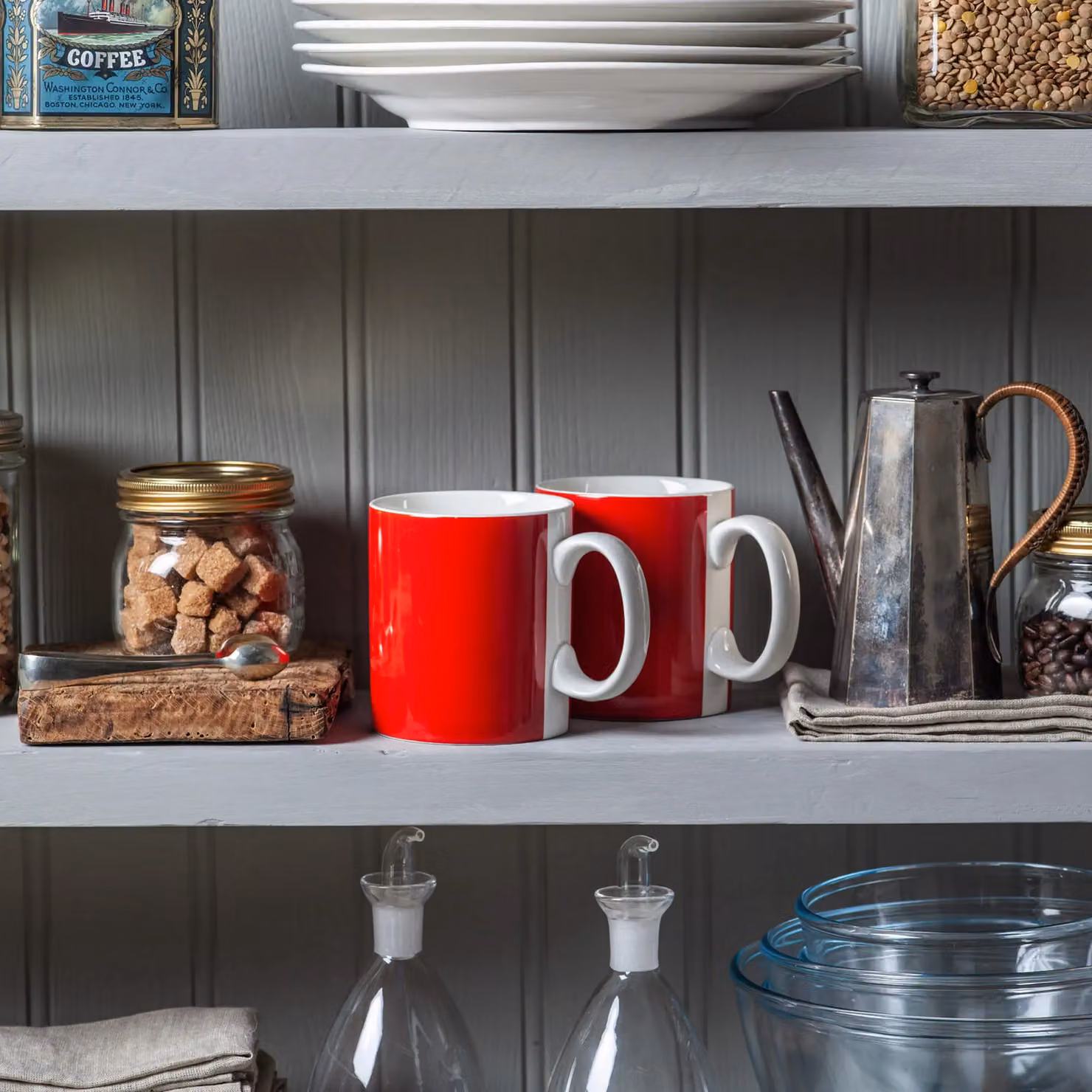 WM Bartleet & Sons Red and White Porcelain Original Mug Set of 2, 568 ml per mug – 3