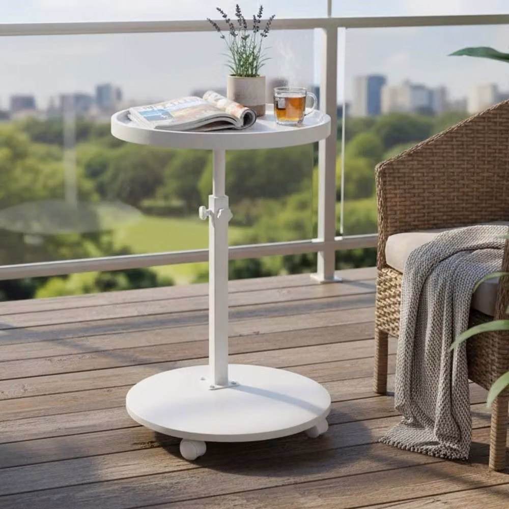 FORGEVIO Modern Round Living Room Side Table in White Metal – 2