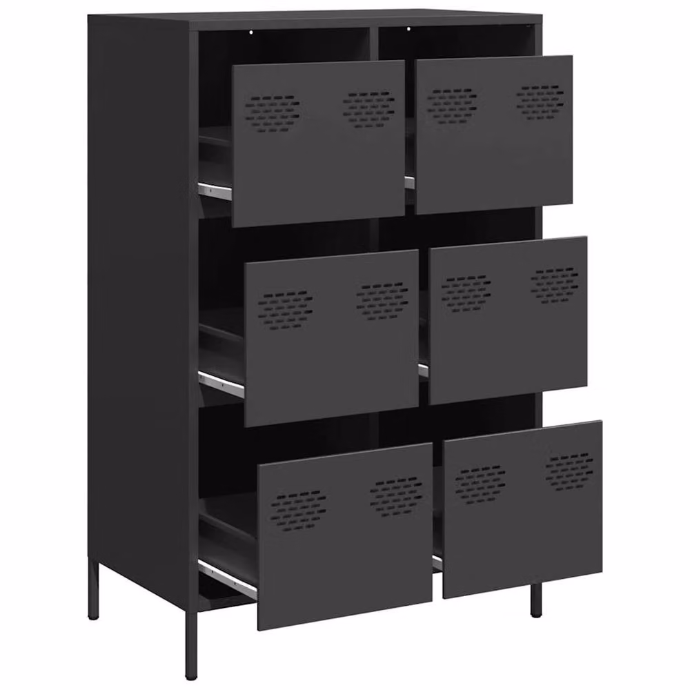 Berkfield Home Modern Black Steel Highboard W/D/H: 68 x 39 x 101.5 cm – 3