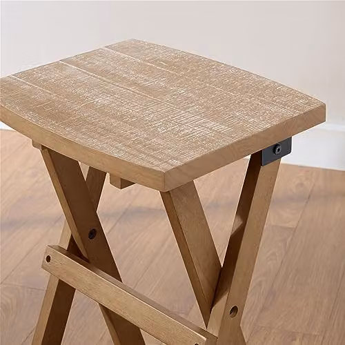 Statement Furniture Shire Oak Folding Bar Stools, Set of 2, Light Brown, Height: 64 cm – 3