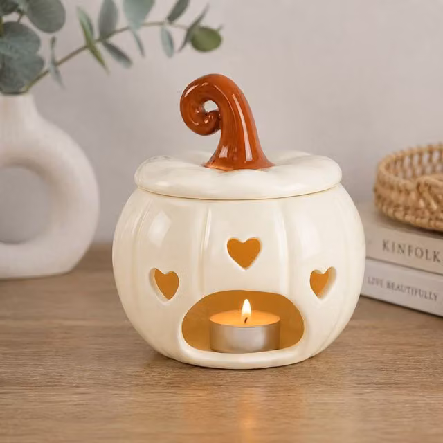 Marco Paul White Ceramic Pumpkin Tealight Oil Burner