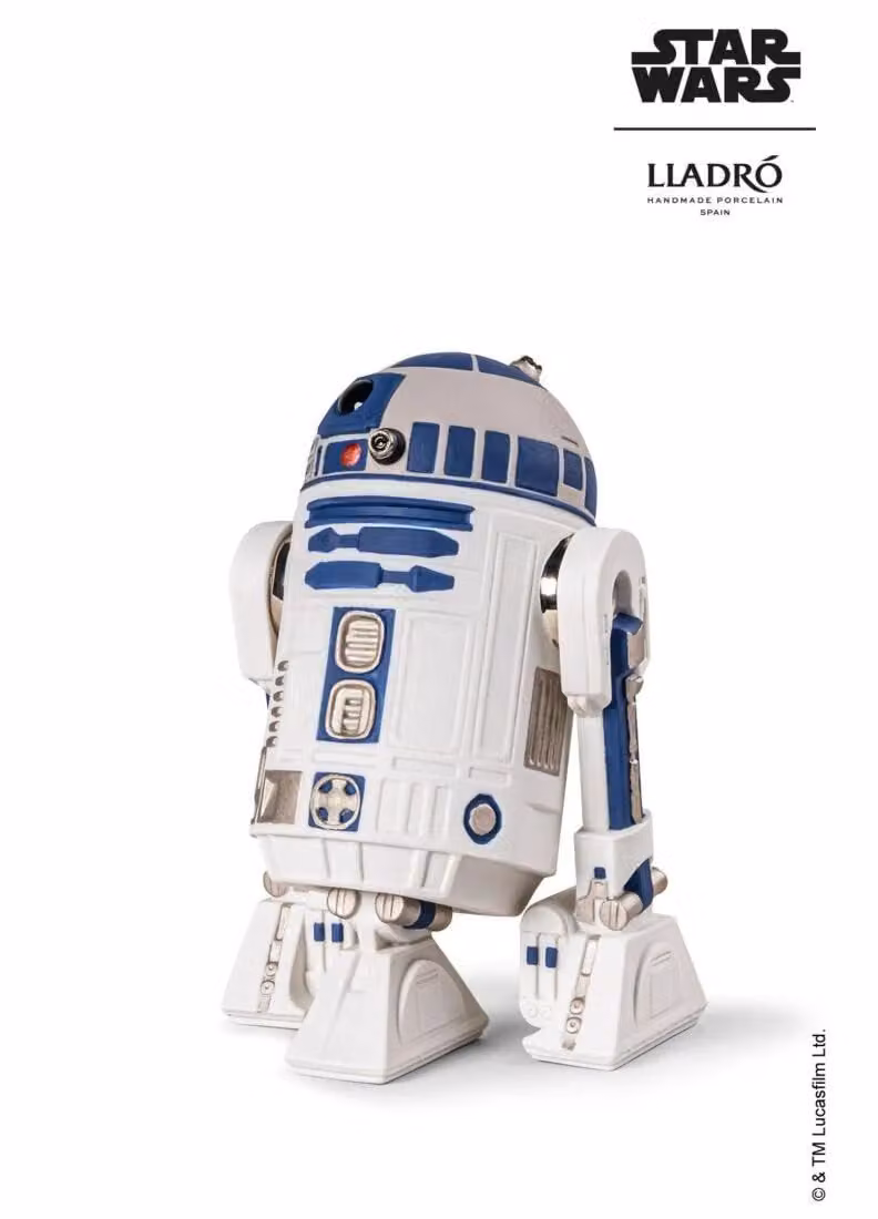 Lladró R2D2 Porcelain Tabletop Sculpture in Blue and White