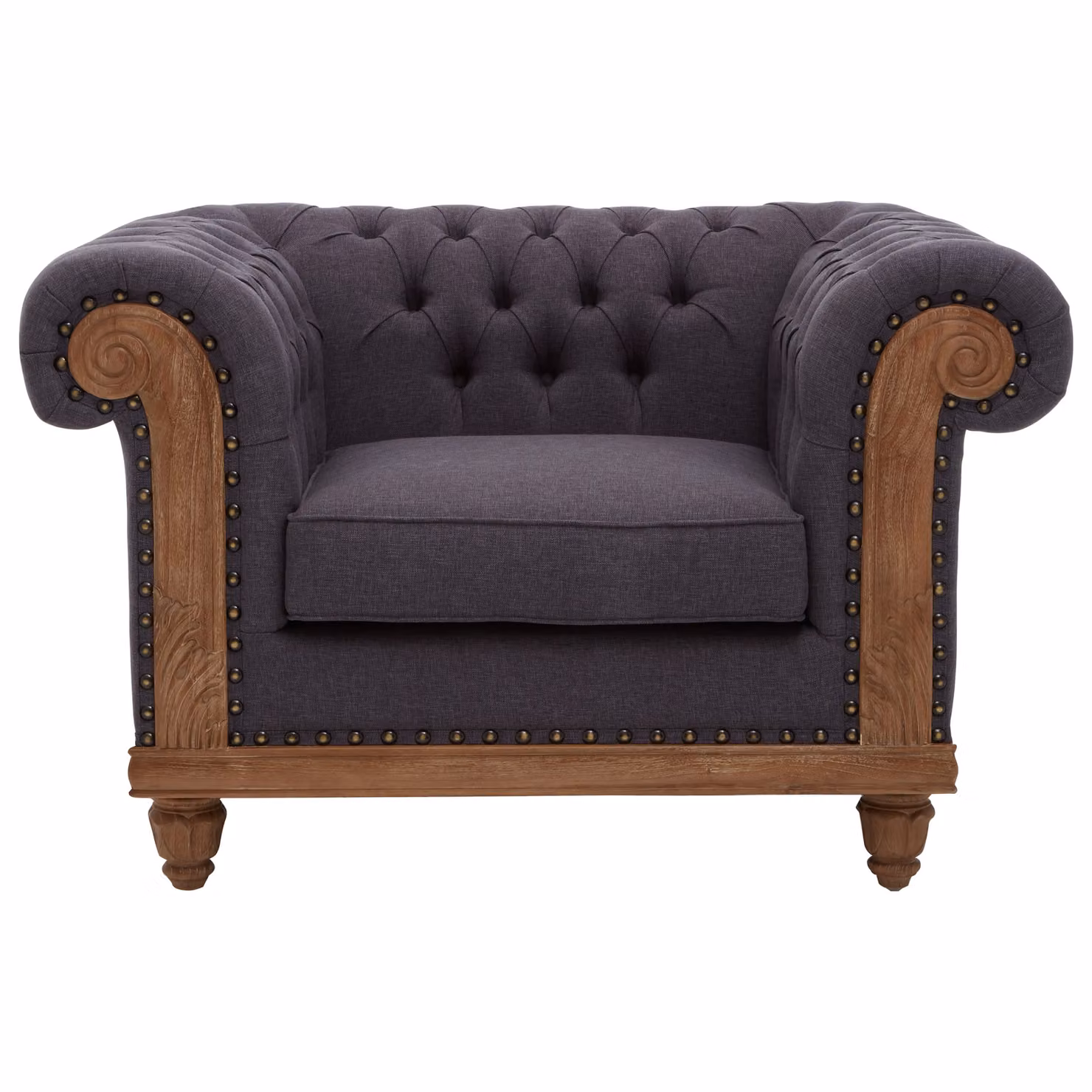 Fifty Five South Cabra Chesterfield Tub Chair in Grey Fabric – 3