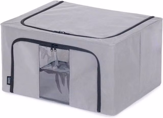 Nordara 3-Piece Grey Fabric Zipped Clothes Storage Bags and Closet Organisers