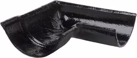 Hargreaves Premier Cast Iron Beaded Half Round Gutter Right Hand 90 Degree Angle, Black, 150mm