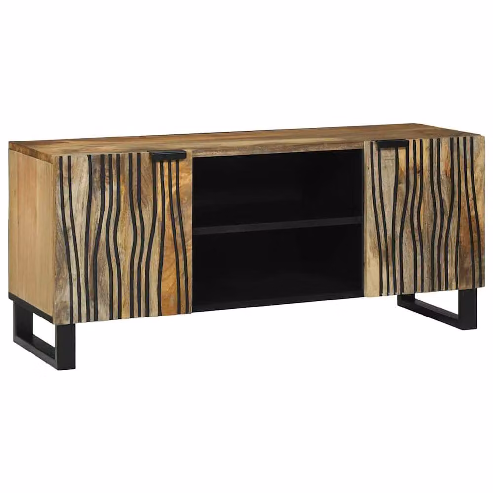 Berkfield Home Modern Mango Wood TV Cabinet in Beige, W: 105 cm, D: 33.5 cm, H: 46 cm – 2