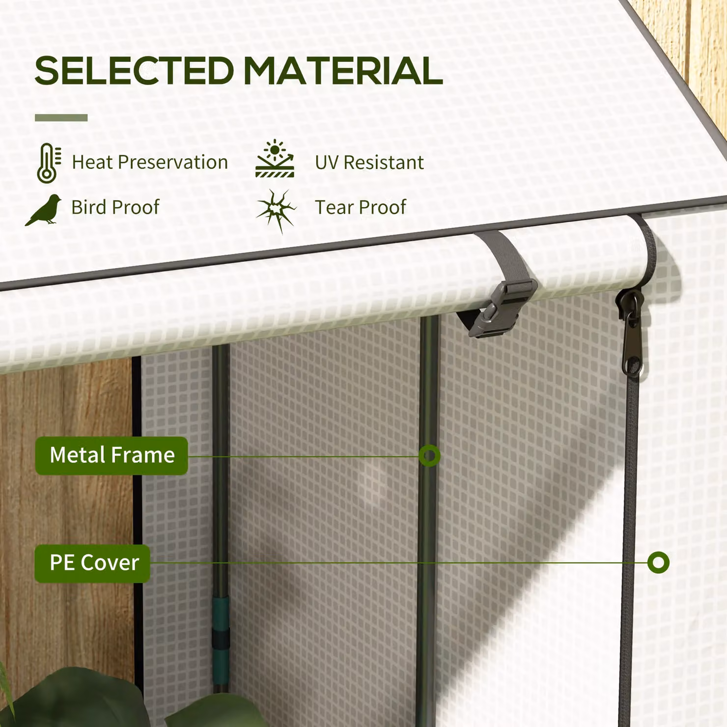 OUTSUNNY Mini Greenhouse with Shelves and Roll Up Door, White, W/D/H: 100 x 80 x 150 cm – 3