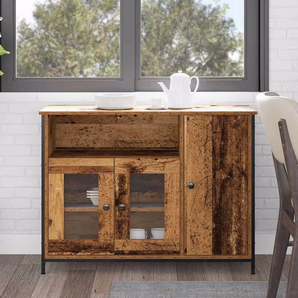 Berkfield Home Rustic Old Wood Sideboard in Brown, W/D/H: 100 x 35 x 75 cm – 2