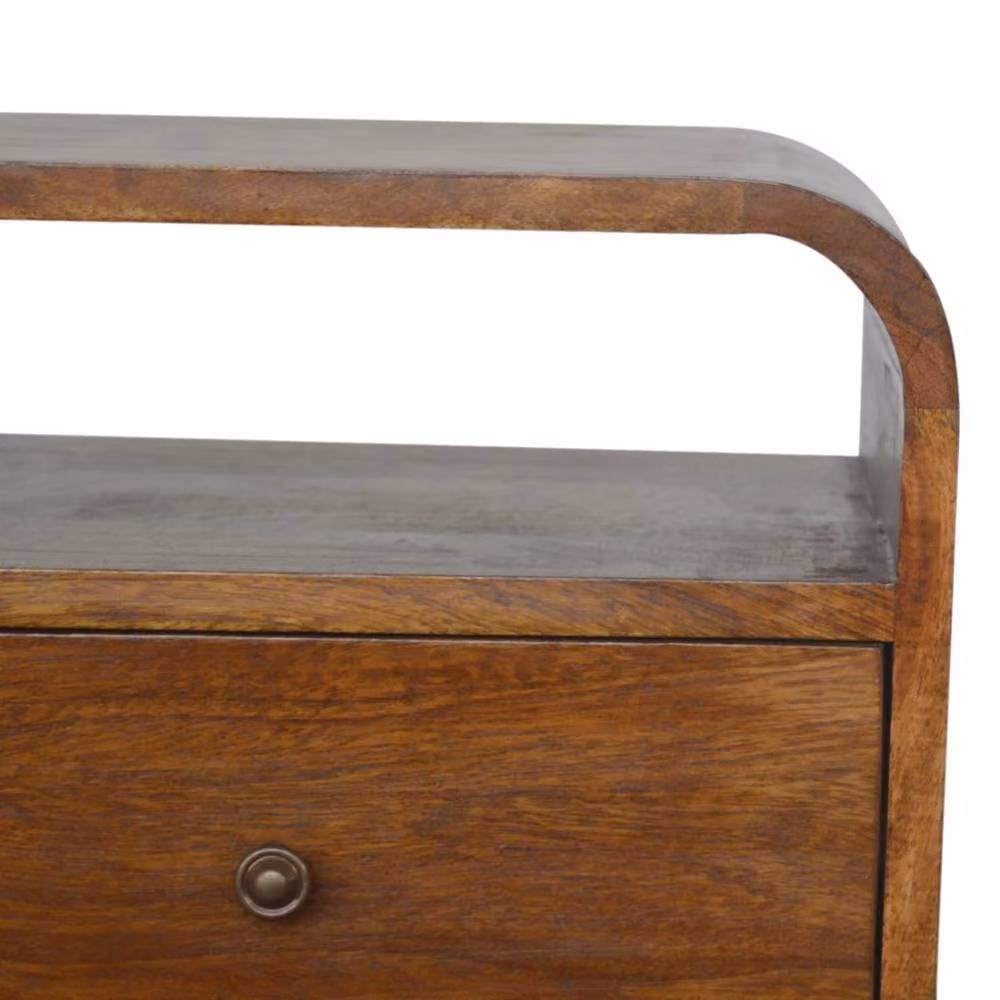 Wyld Haus Bologna Mango Wood Curved 2 Drawer Bedside Table in Brown, W: 35.0 cm, D: 40.0 cm, H: 55.0 cm – 4