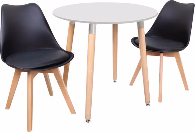 Life Interiors Lorenzo Round Dining Set with Table and 2 Chairs in Black